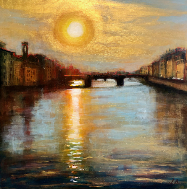 Evening in Florence, Acrylic on board, sold